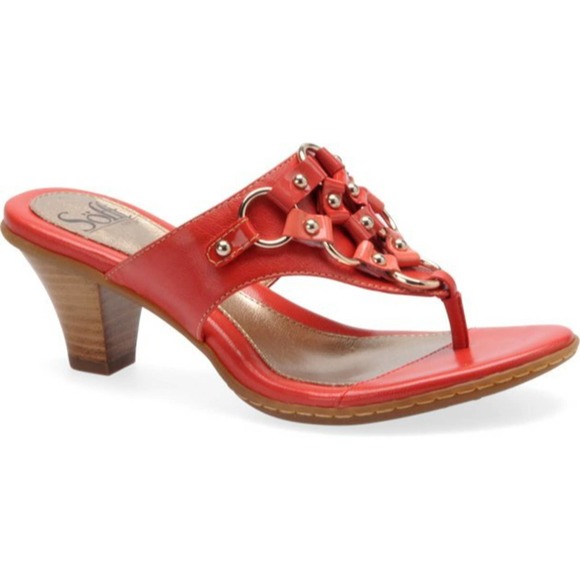 Sofft Shoes - Sofft Reza Coral Metallic Ring Patent Leather Thong Sandals 8.5